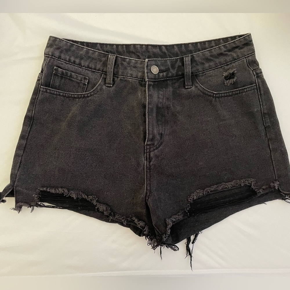 Windsor Distressed Black Jean Shorts High Waisted Size M